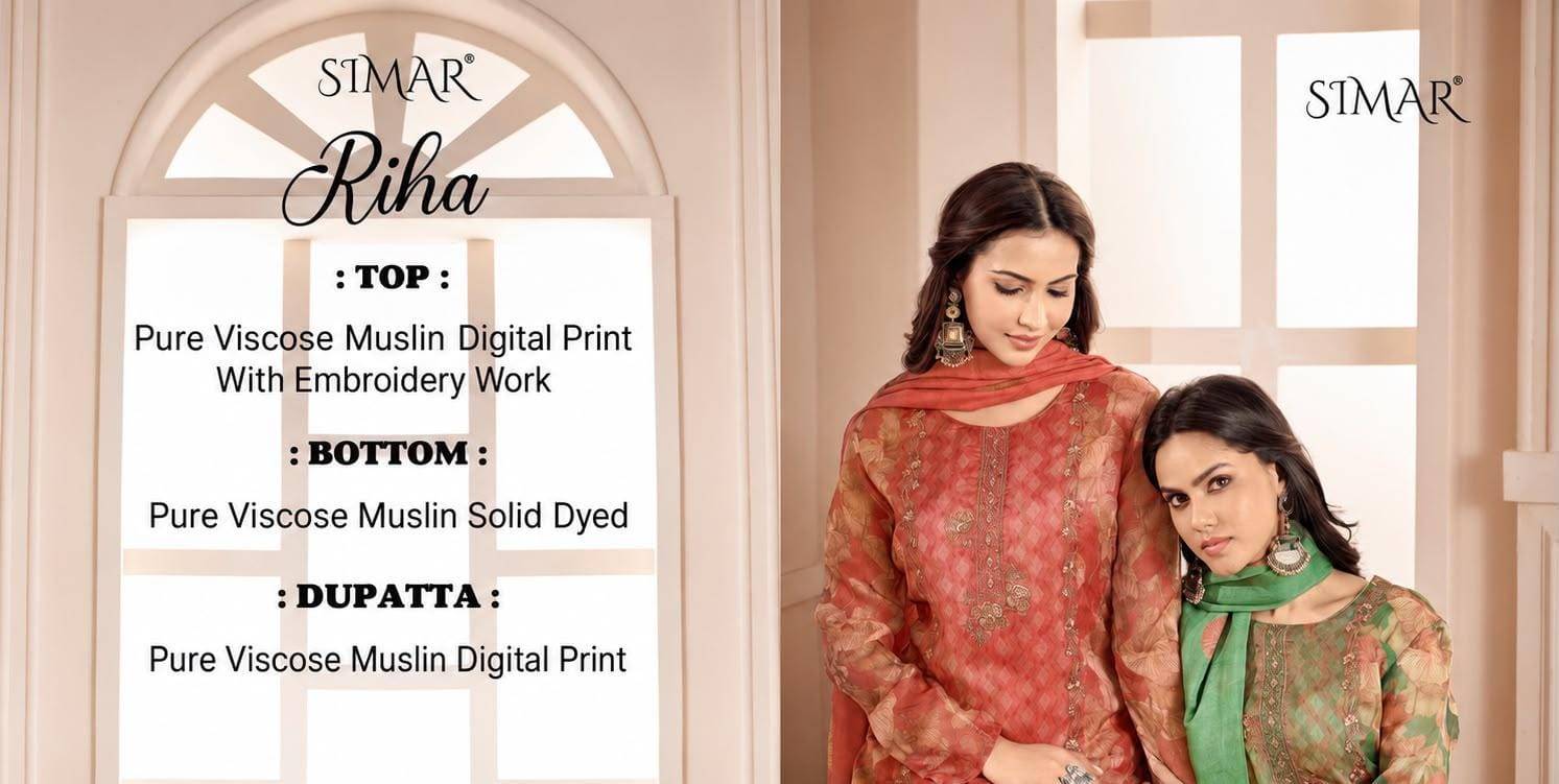 Riha By Glossy 7119A To D Series Stylish Beautiful Colourful Muslin Dresses At Wholesale Price